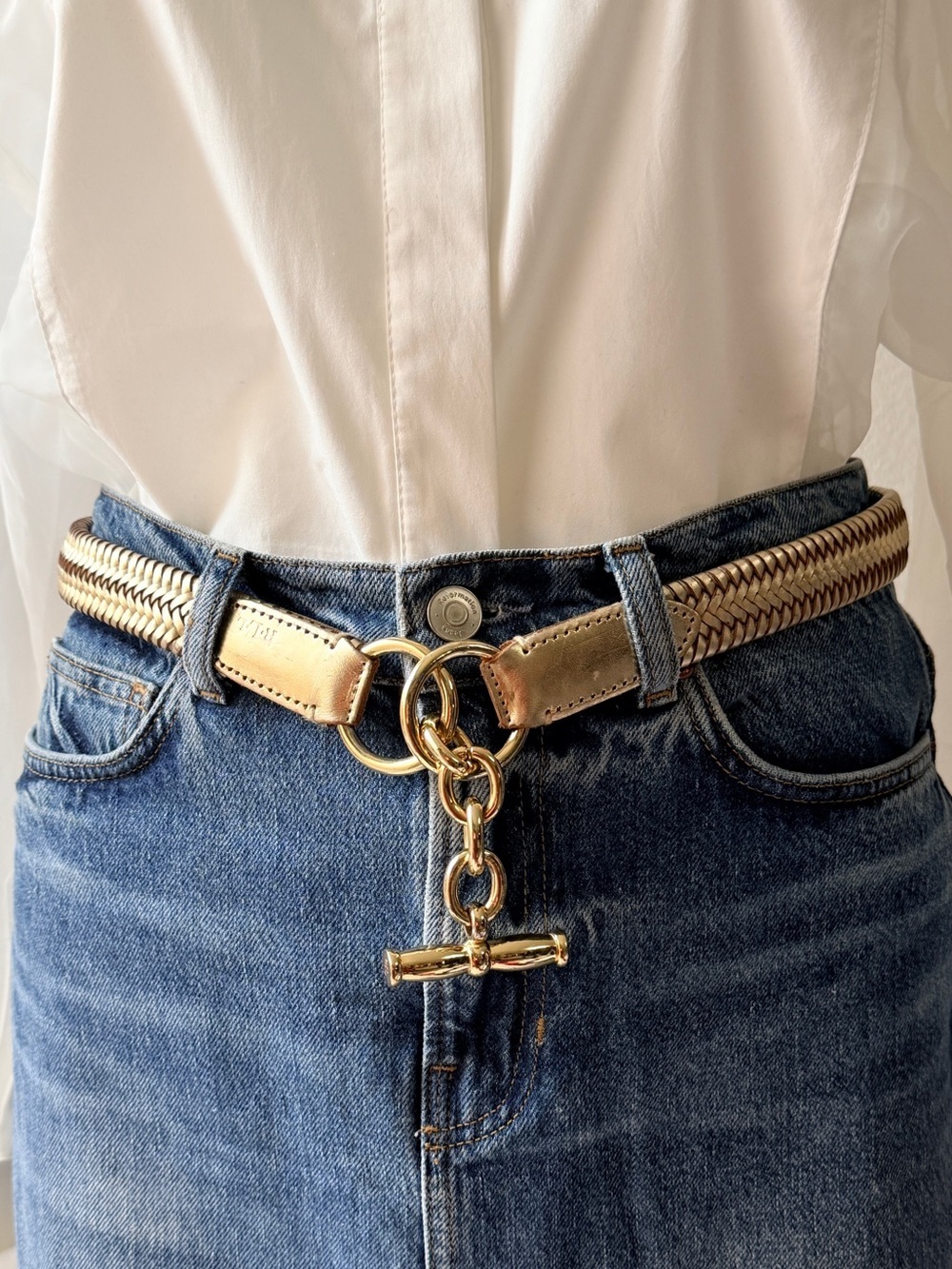 Ralph Lauren Gold-Tone Toggle Charm with Brown Leather Strap